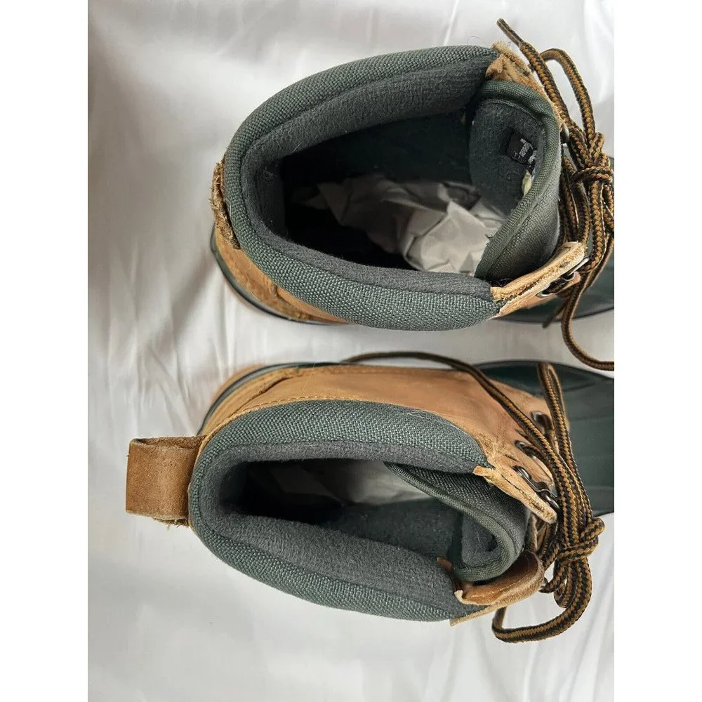 Lands End Mens 7 Womens 9‎ Boots Tan Green Duck Thinsulate Waterproof EUC